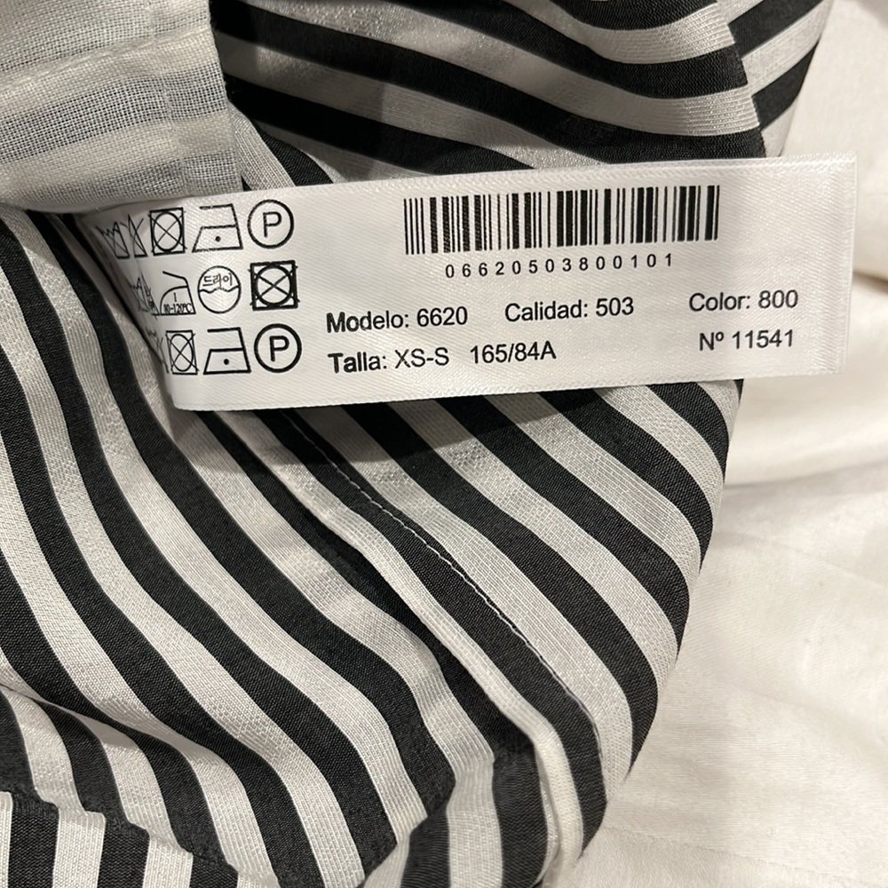 Massimo Dutti long sleeve belted button down black &white 3/4 length dress XS/S - Picture 12 of 16
